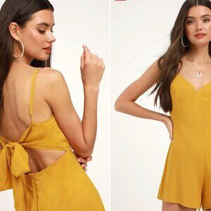 Lulus Roxanna Mustard Yellow Tie-back Romper - Size S